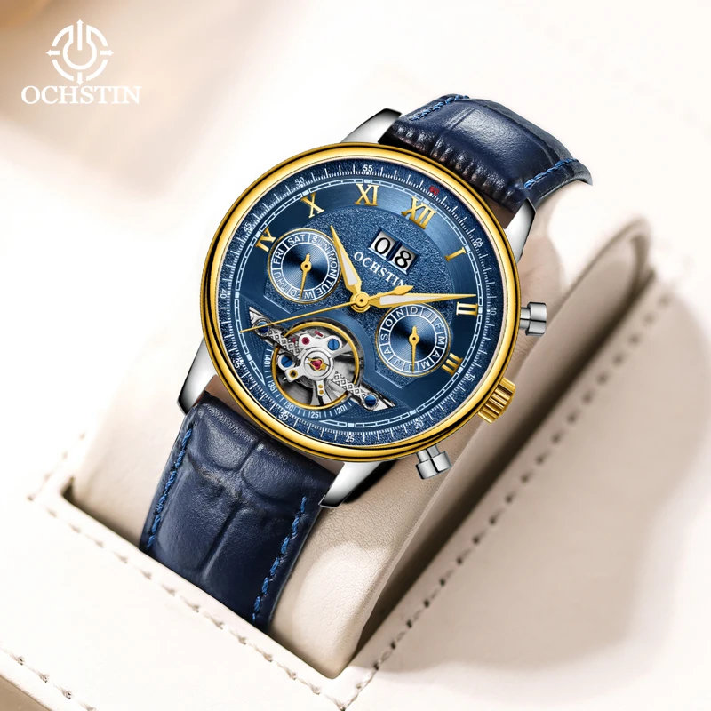 OCHSTIN Crafty Series Flywheel Mechanical Watch Casual Atmosphere Dial Date Timing Fluorescent Multi-functional Mechanical Watch
