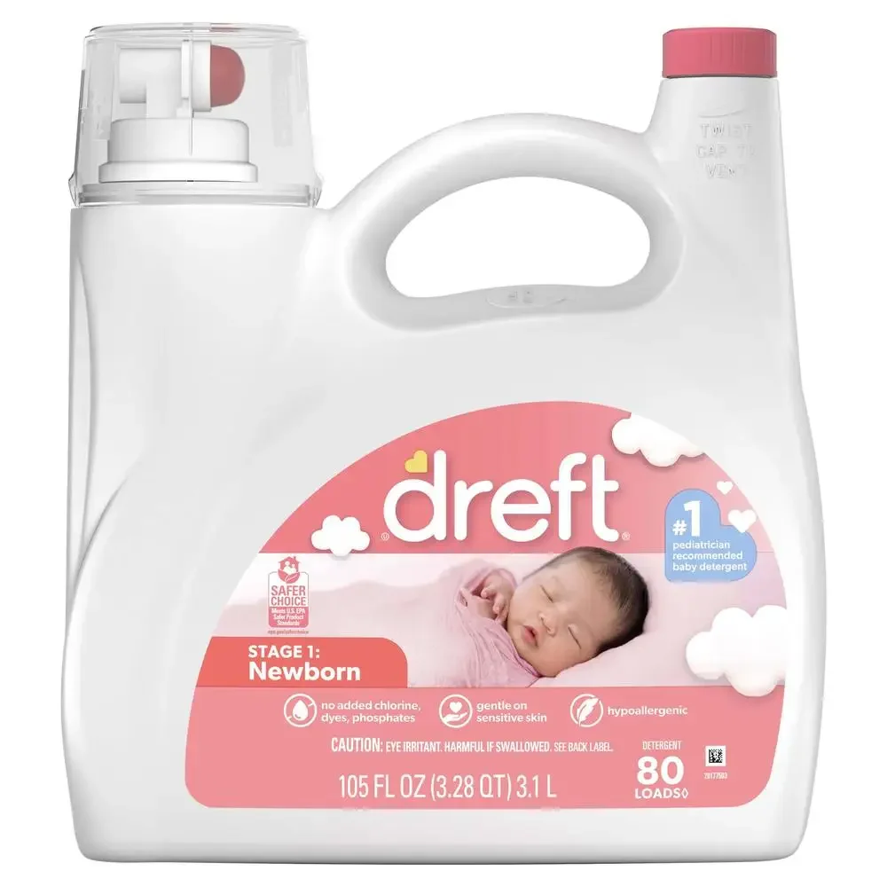 Newborn Baby Laundry Detergent Sensitive Skin Hypoallergenic 80 Loads 105 fl oz Gentle Formula Specially Formulated Pediatrician