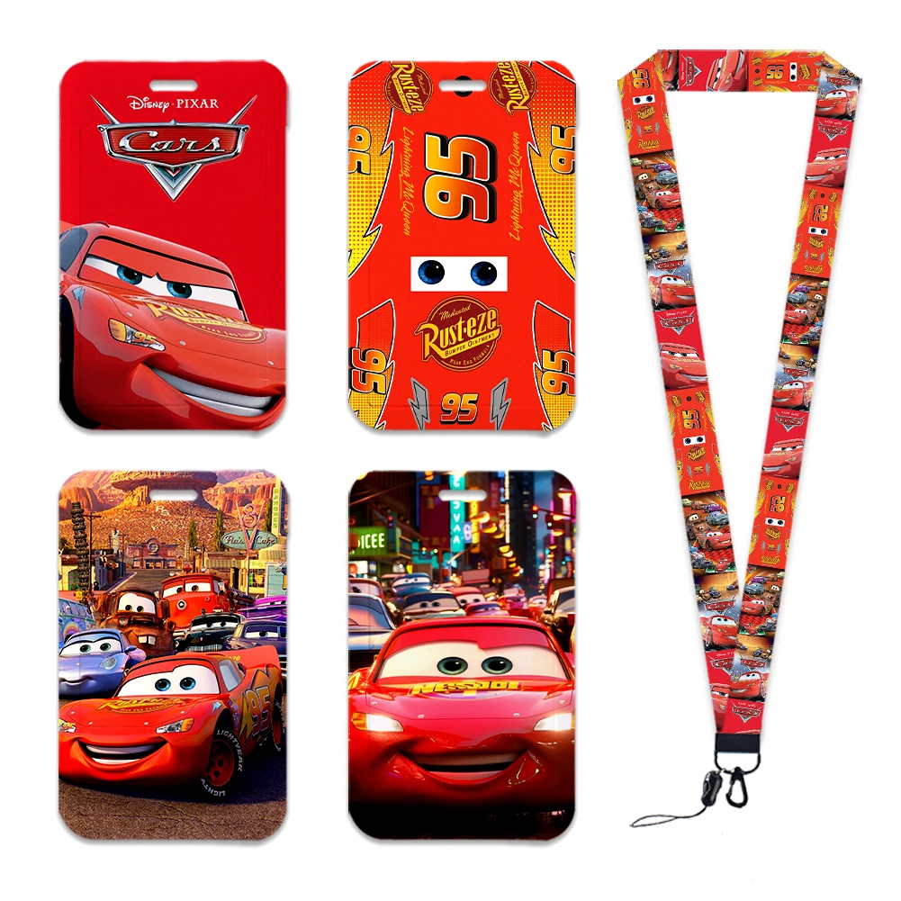 Key Holder Disney Movie Cars Lightning McQueen Keychains Lanyard for ID Card