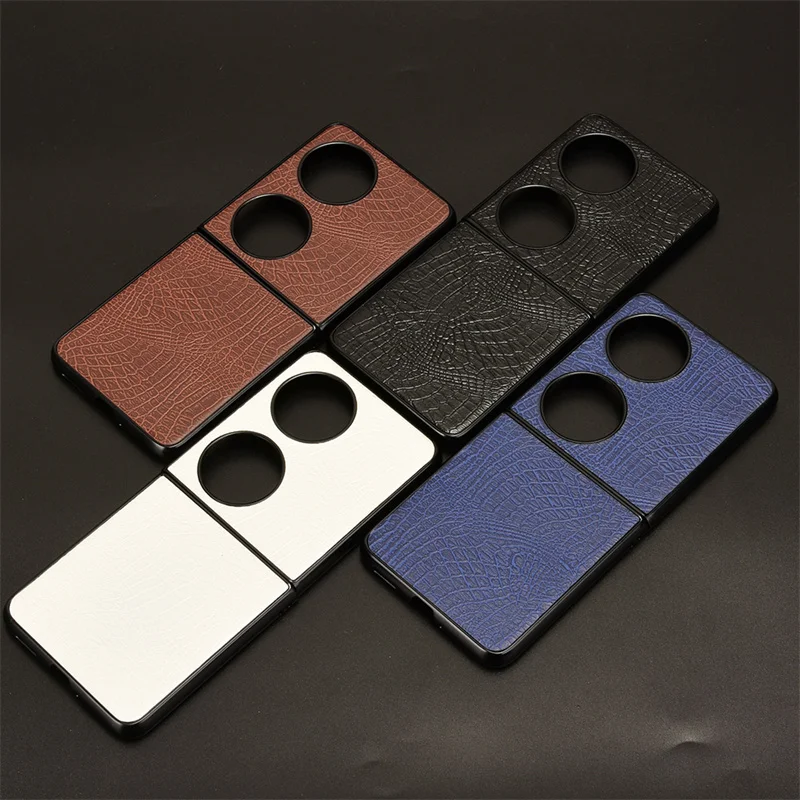 Per Huawei Pocket 2 Case Custodia In Pelle Pu Modello Coccodrillo Di Lusso Per Huawei P50 Pocket / Pocket S Cover Posteriore Della Cassa Del Telefono