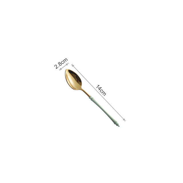 Nice Gift Wedding Party Supplies Teaspoon Coffee Spoon Green Gold Steak Knife Fork Stainless Steel home Tableware