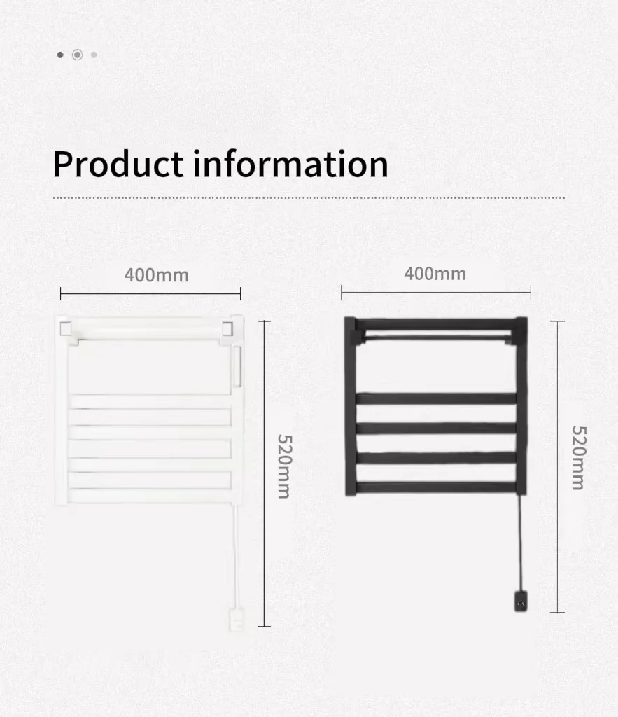 Description Picture 2 of itemHeating of whole machine and reversible storage rack heated towel bar electric towel rail with timer brushed towel rail
