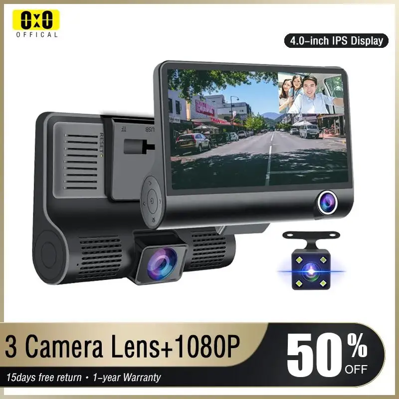 자동차 DVR 3 카메라 4.0 인치 대시 캠, 자동차 비디오 레코더, 자동 등록기, Dvrs, 3 가지 방법으로 카메라 