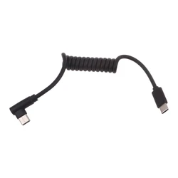 Enhanced 90 Degree Coiled Type C to Type C Fast Charging Cable (Single elbow)