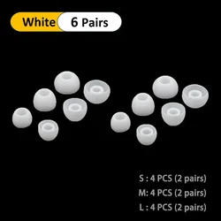 Soft Silicone Replacement Eartips - Comfortable Earbuds Cushions for In - Ear Headphones (White  S - M - L)