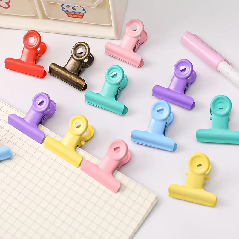 5 PCS Folder  Student Test Paper Clip Data Bill Clip Retro Pink Round Tail Clip Metal Long Tail Clip  Folder Organizer