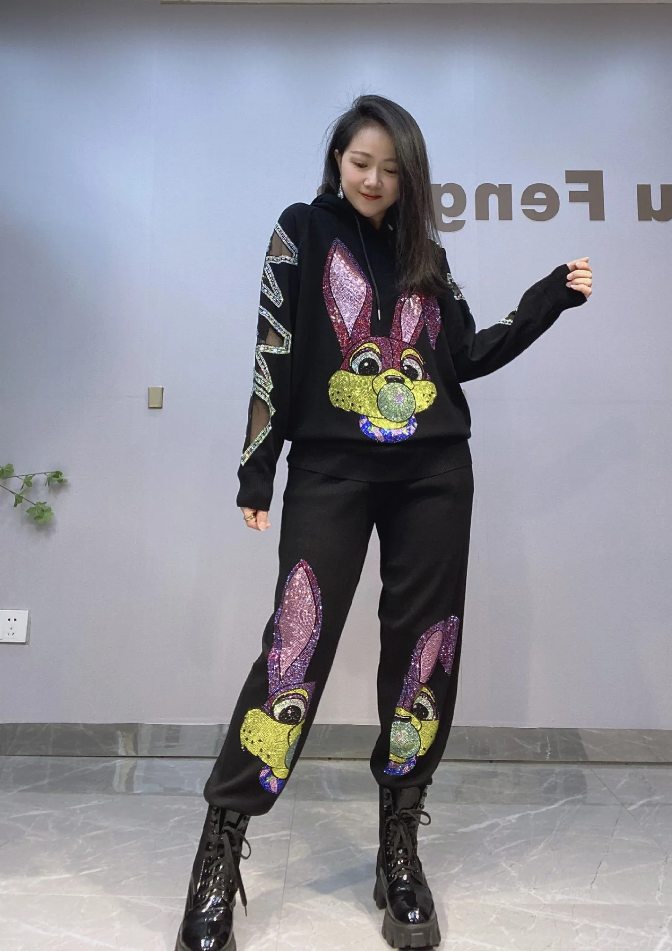 2PCS Pattern Sequins Long Set For Summer Glitter Tracksuit Women Casual Loose Jogger's Set gym Set Chándal de verano