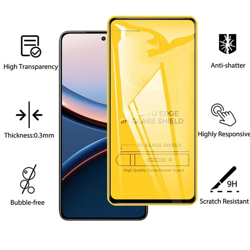 Premium 9D Tempered Glass Screen Protector - Full Cover, 4-Pack