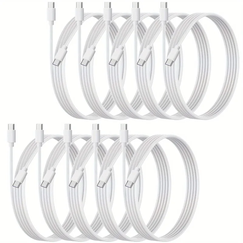 10-Pack USB C Charger Cable, Multipack PD 60W Fast Charge USB-C to Type C Bulk Charging Cords White, 3.3ft