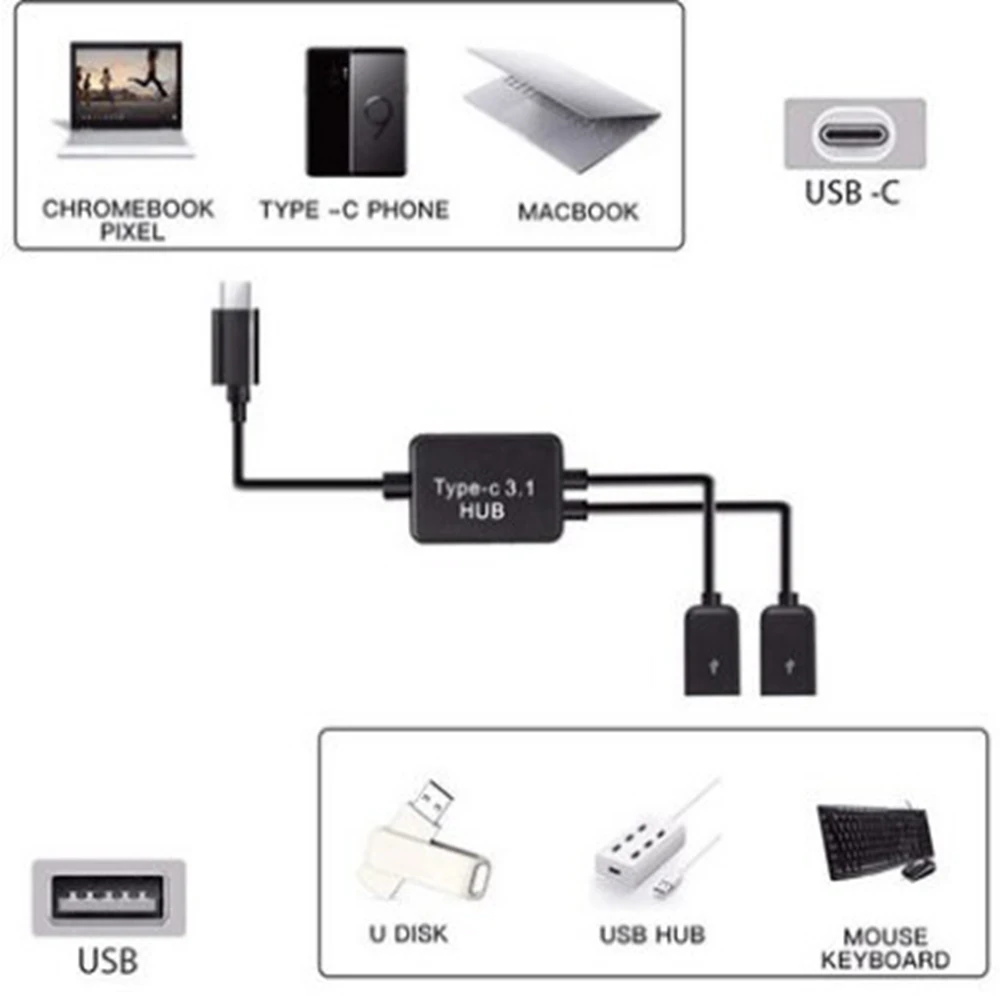 C타입 1/2 듀얼 USB 마우스, 키보드, USB 드라이브, 하드 드라이브, OTG 데이터 케이블, 모바일 게임 범용