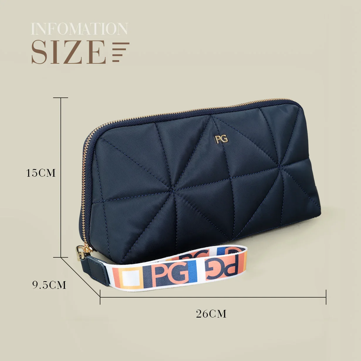 Waterproof nylon folding cosmetic handbag front view