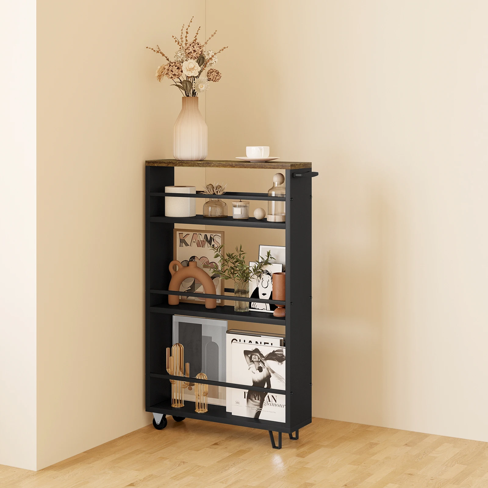 JAKAGO Carrello Portaoggetti A 4 Livelli,Carrello Portaoggetti Su Ruote Scaffale Da Cucina Con - Foto 9