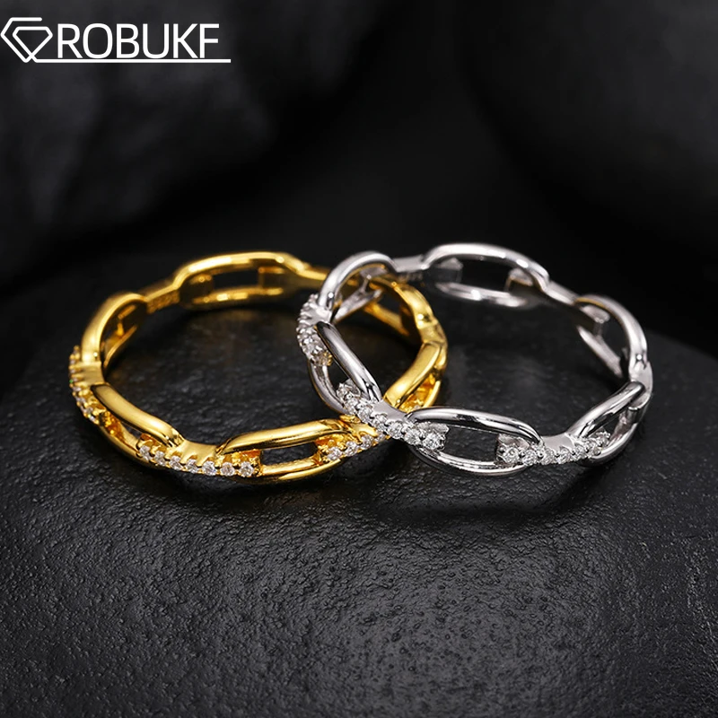 

S925 Silver 18K Gold Plated Moissanite Rings Round Excellent Cut Diamond Classic Simplicity Band Jewelry for Women Men Wholesale