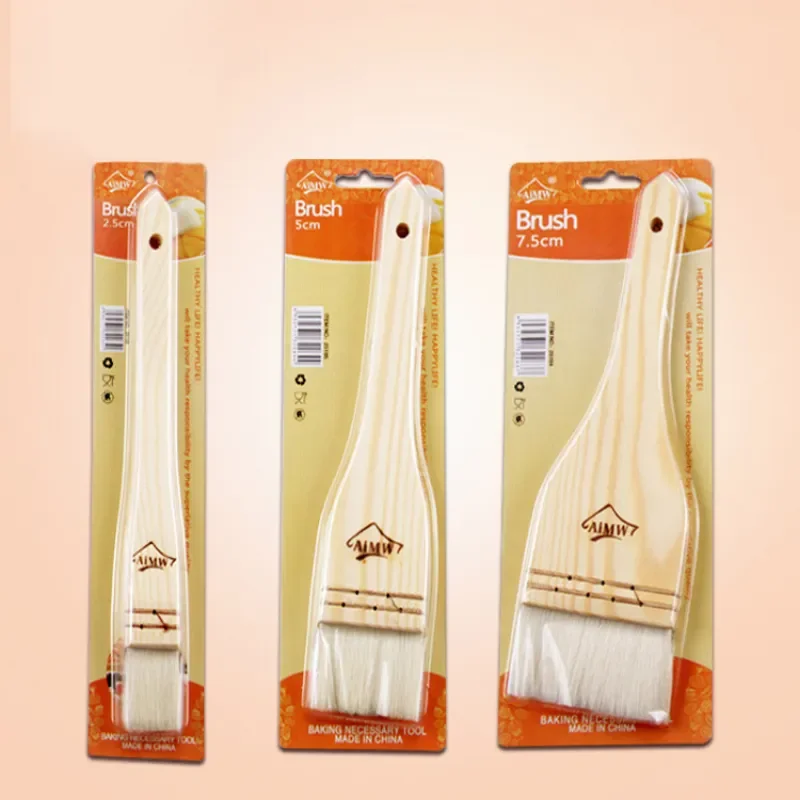 Pastry Brush Household Mooncake Pastry Brush Wooden Handle Wool Barbecue Brush Oil Baking Accessories Kitchen Cooking Tools