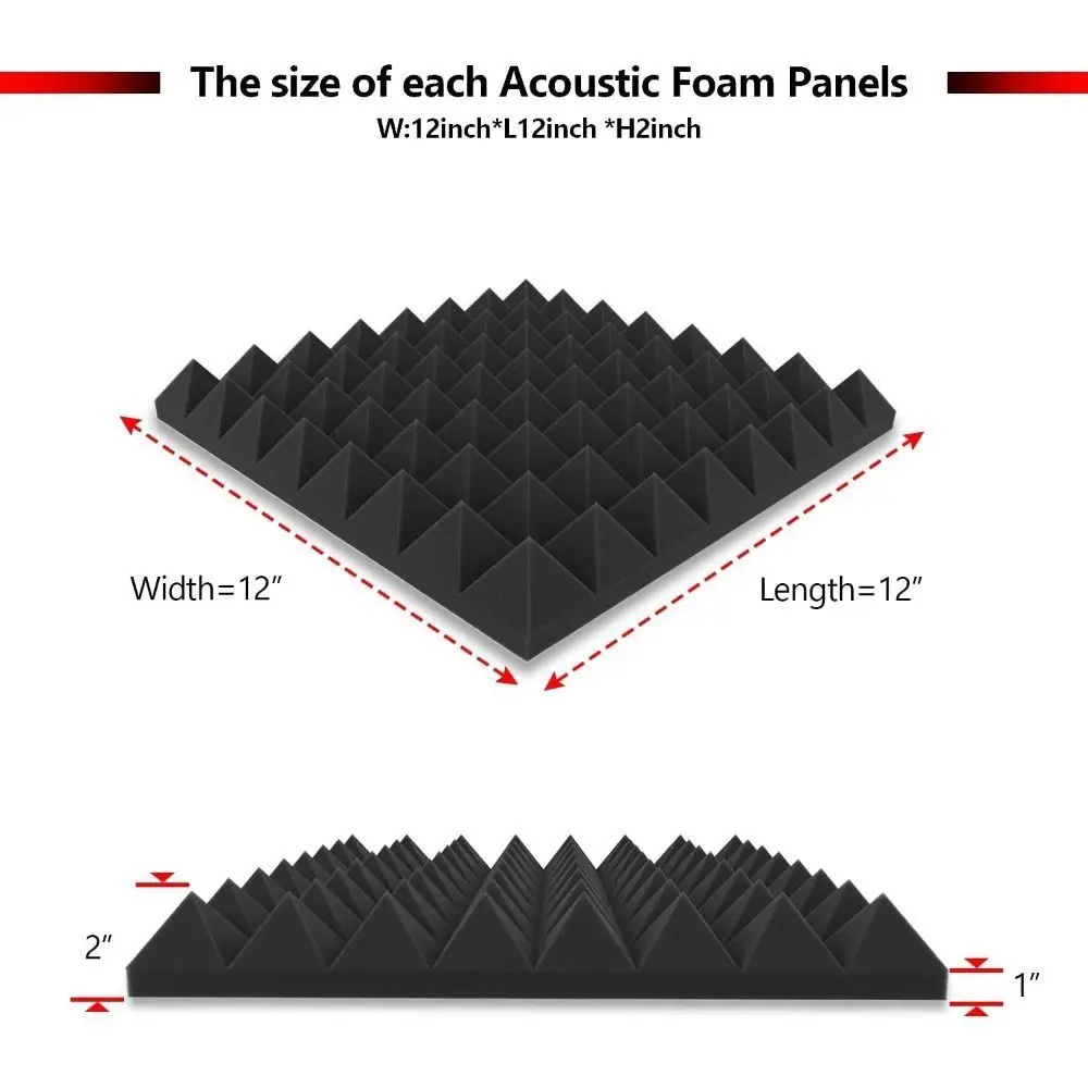 High-Density Soundproofing Foam 300x300x50mm Pyramid Sound Treatment Panel Noise Insulatio Sponge 1Pcs