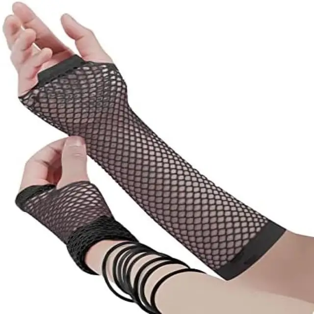 Set Gants Résille + Jambières Néon Années 80 - Rose - Accessoire Fête, Halloween, Soirée à Thème - Femme