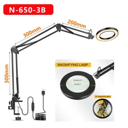 Enhanced Magnifying LED Desk Lamp with Adjustable Folding Handle - 5X (N-650-3B)