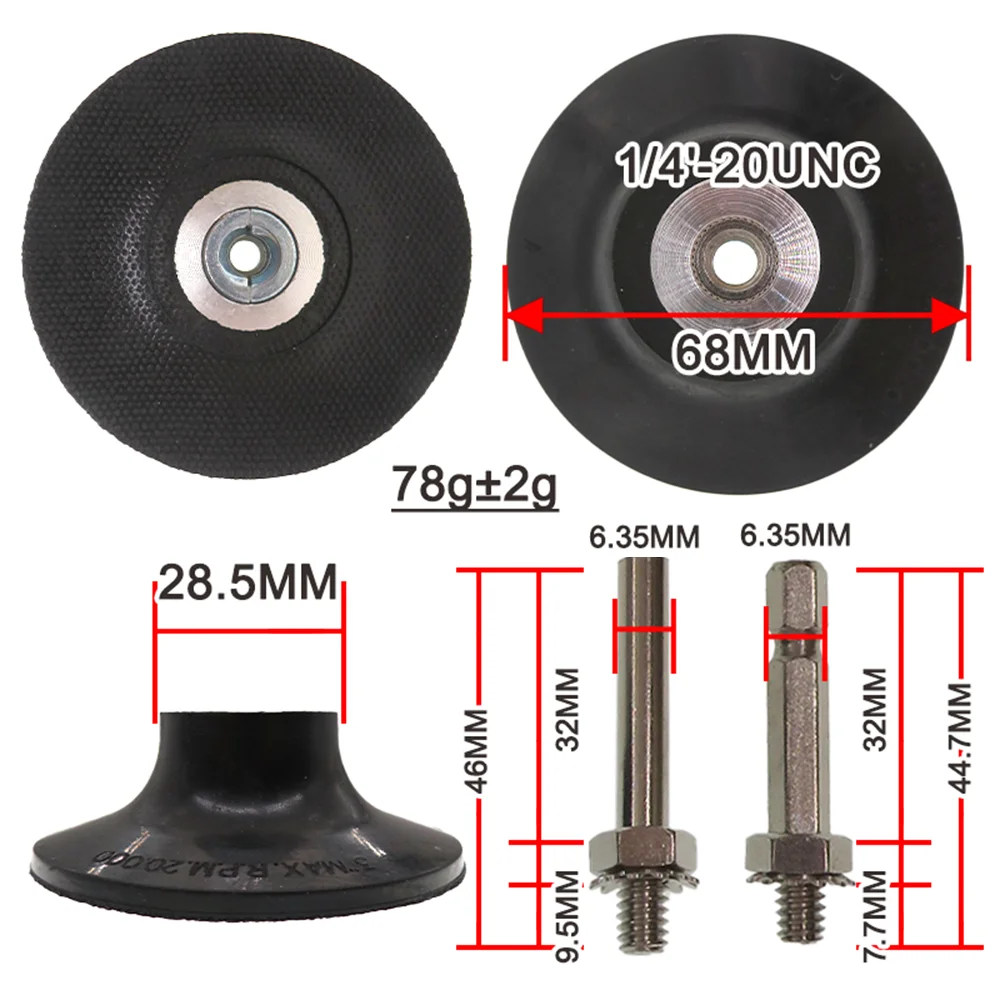 Quick Change Disc Pad Holder 1/2/3 Inch 3/9 Pcs Roll Lock with 1/4" Shanks for Polishing Die Grinder Accessories