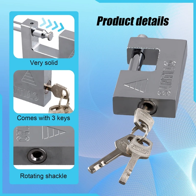 FUFU 2PCS Multifunctional Padlock Keyed Padlock Waterproof Antirust Anti-Theft Lock Pry Door Lock With 3 Keys
