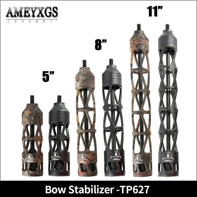 TP627 Archery Compound Bow Stabilizer 5/8/11 inch CNC Absorber Silencer Vibration Reduce Noise Recurve Bow Hunting Shooting 6pcs hunting compound bow limb stabilizer rubber dampener silencer reduce vibration and noise shooting shock absorber slingshot