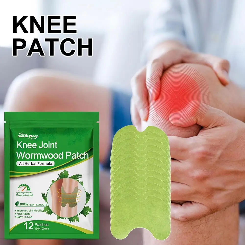 

12 Count Knee Pain Relief Patches Natural Ingredients Wormwood Patch Cervical Spine Paste Self-adhesive Sports Injuries Care