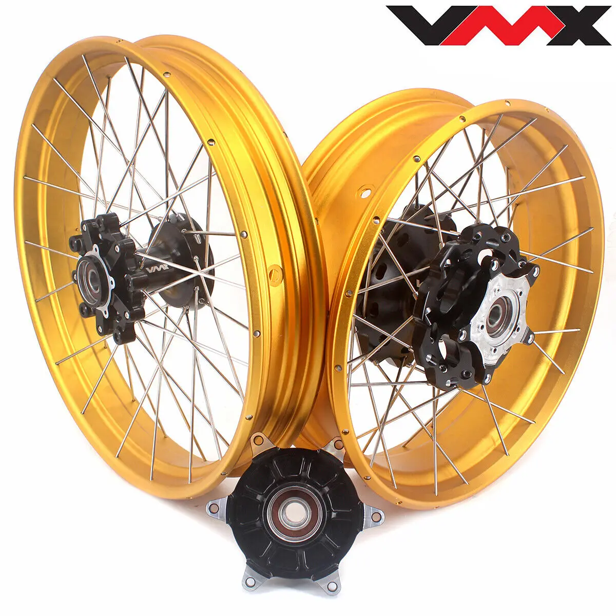 Ali R Ims Vmxレース-チューブレススポークホイールセット,ブラックハブ,ゴールドリム,2.5x19