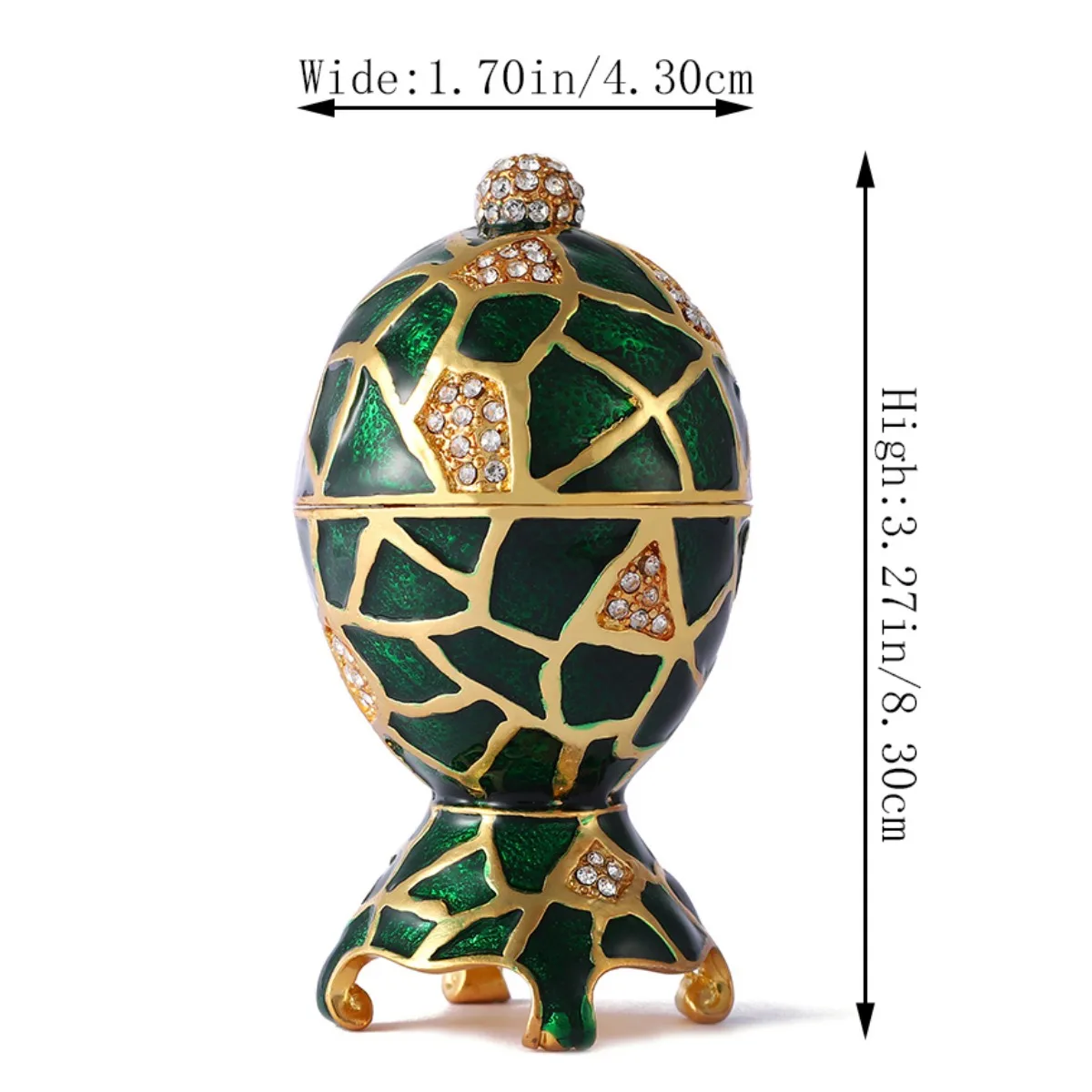 Qifu Verde Rhombus Modello Faberge Egg Box Orecchino Per Complementi Arredo Casa