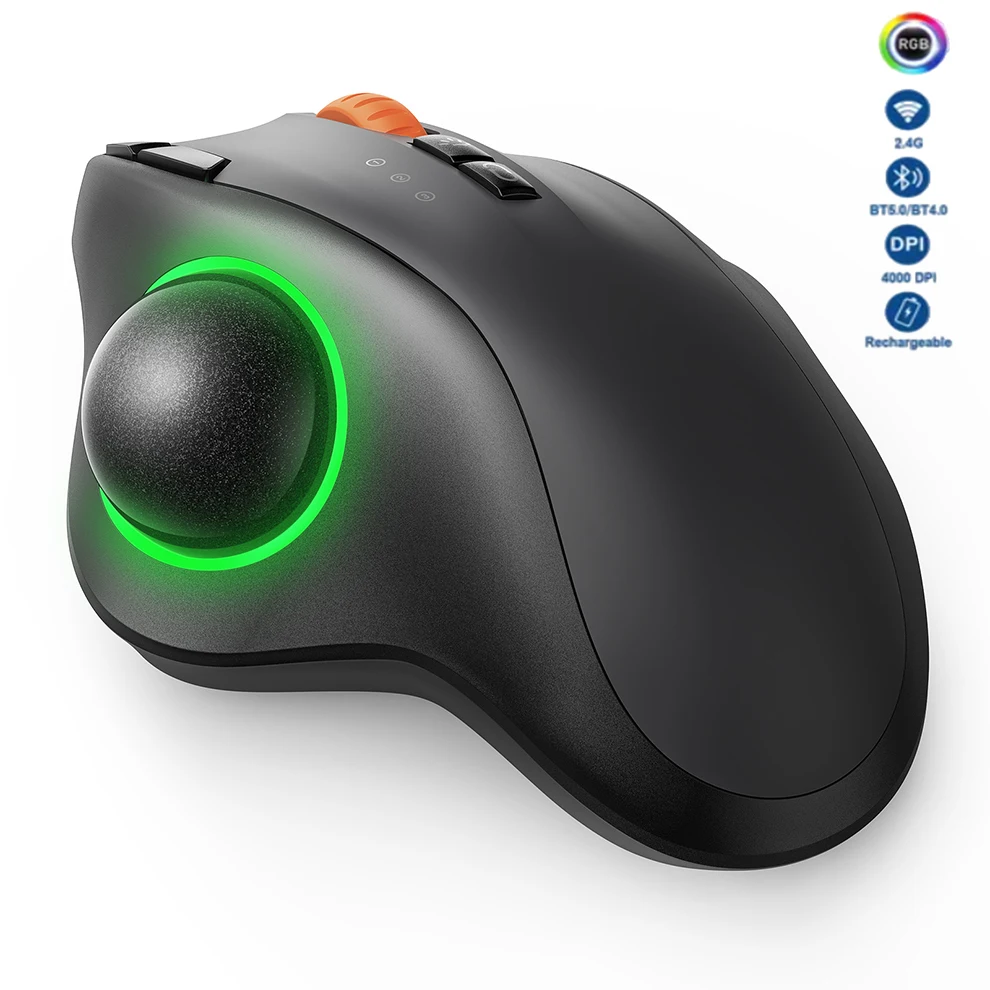 Seenda 2.4G + Mouse Wireless Bluetooth Mouse Trackball Ricaricabile Per Andriod Windows Mac Mouse Ergonomici Gaming Mause