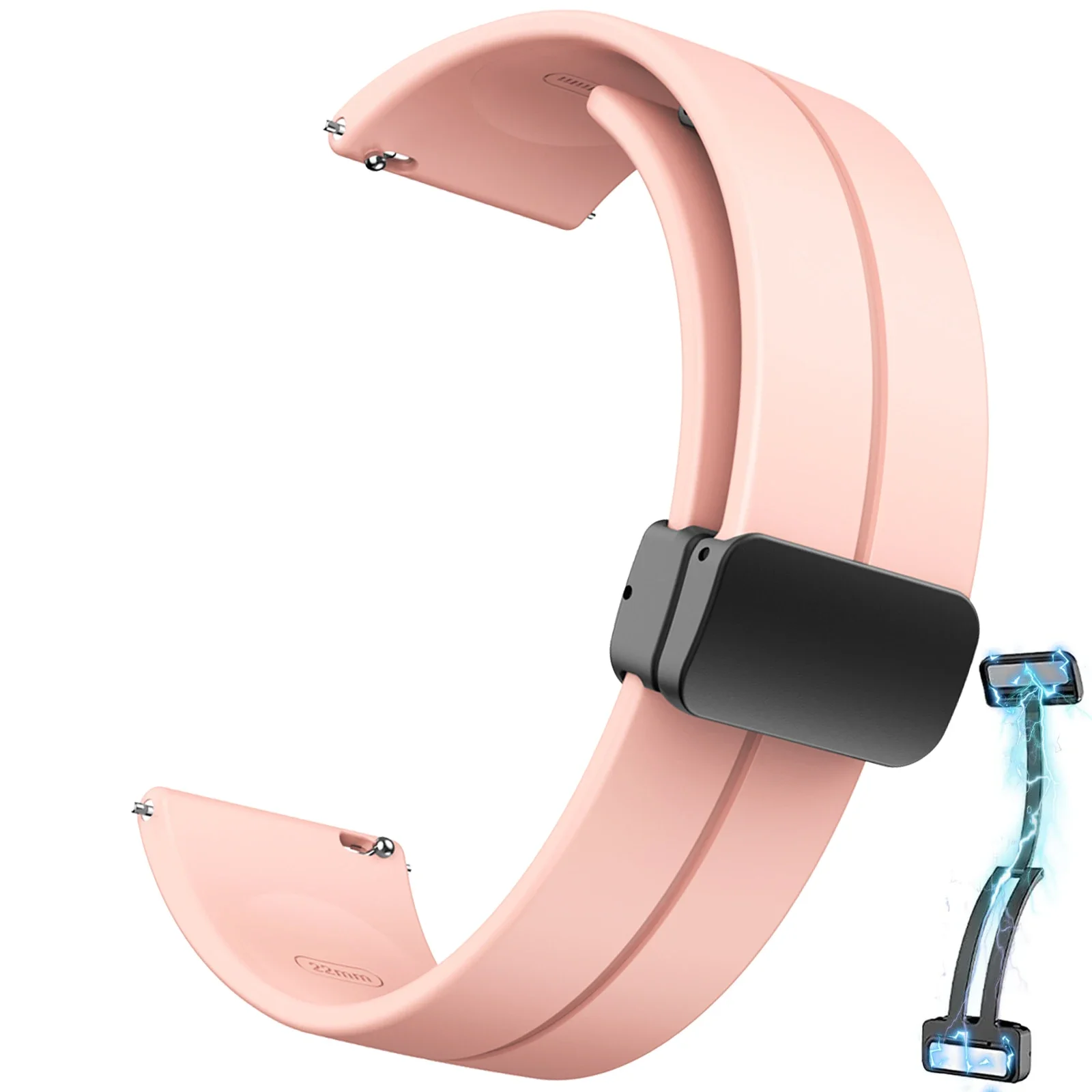Silicone Sport Band with Magnetic Buckle - Classic Design, 20mm/22mm Strap