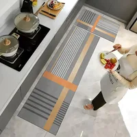 Kitchen Floor Mat Long Strip Rug Anti-slip Oil-proof Carpet Pvc Leather Waterproof Foot Mats Modern Style Home Decoration Rugs 2