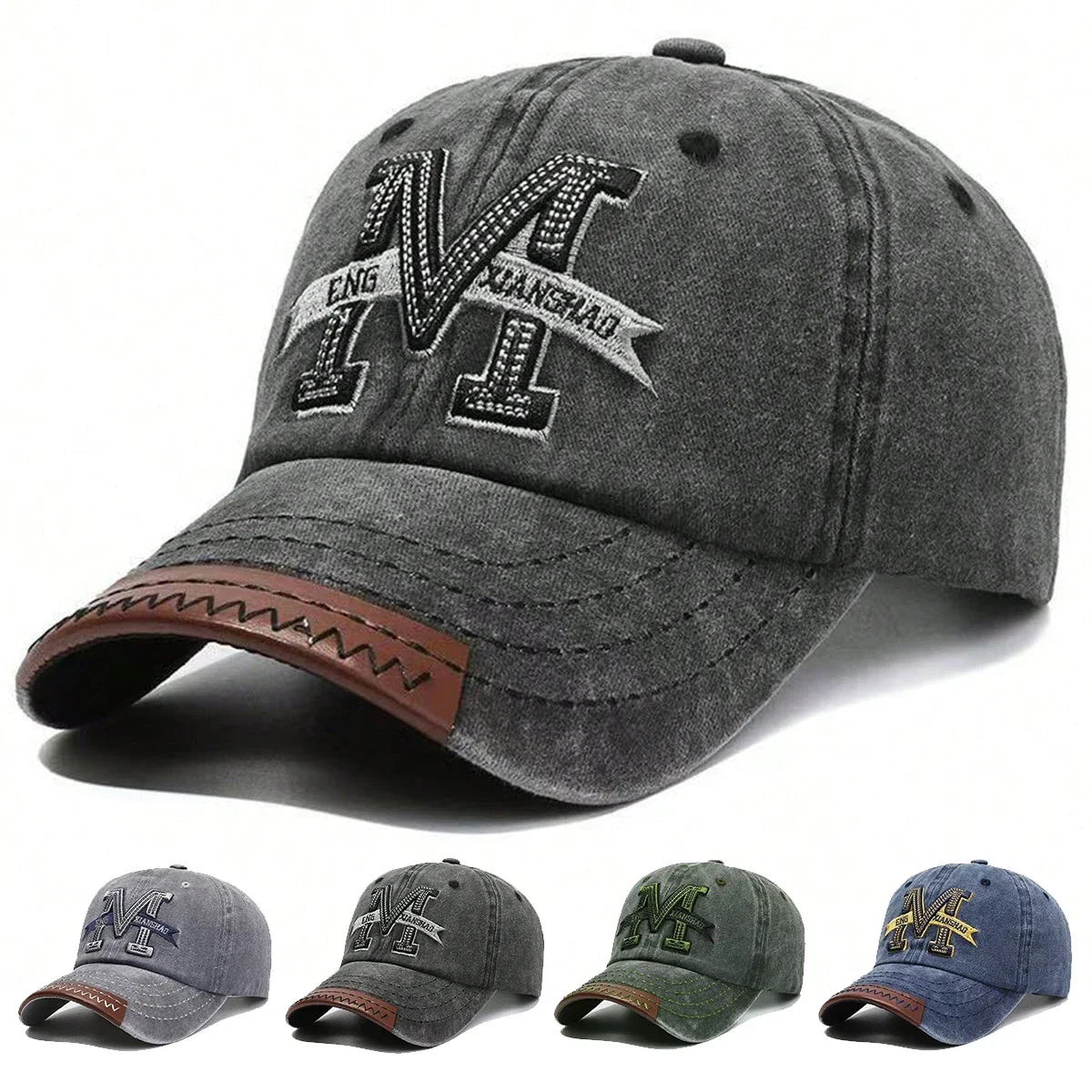 Unisex M Buchstaben Stickerei Waschen Baseball Caps Outdoor Einstellbar Frühling und Herbst Casual Sonnenschutz Hut