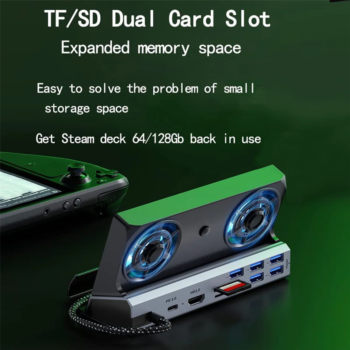 

10 in 1 Steam Deck Docking Station with Fan, Dock Stand Support 4K@60Hz, Gigabit Ethernet for Steam Deck Game Console