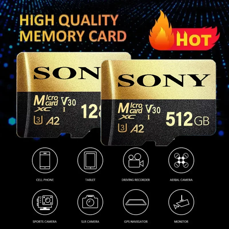 Scheda di memoria SONY schede Micro SD ad alta velocità 512MB 64GB 128GB 256GB MicroSD C10 TF Flash Card per Xiaomi Monitoring Phone Camera