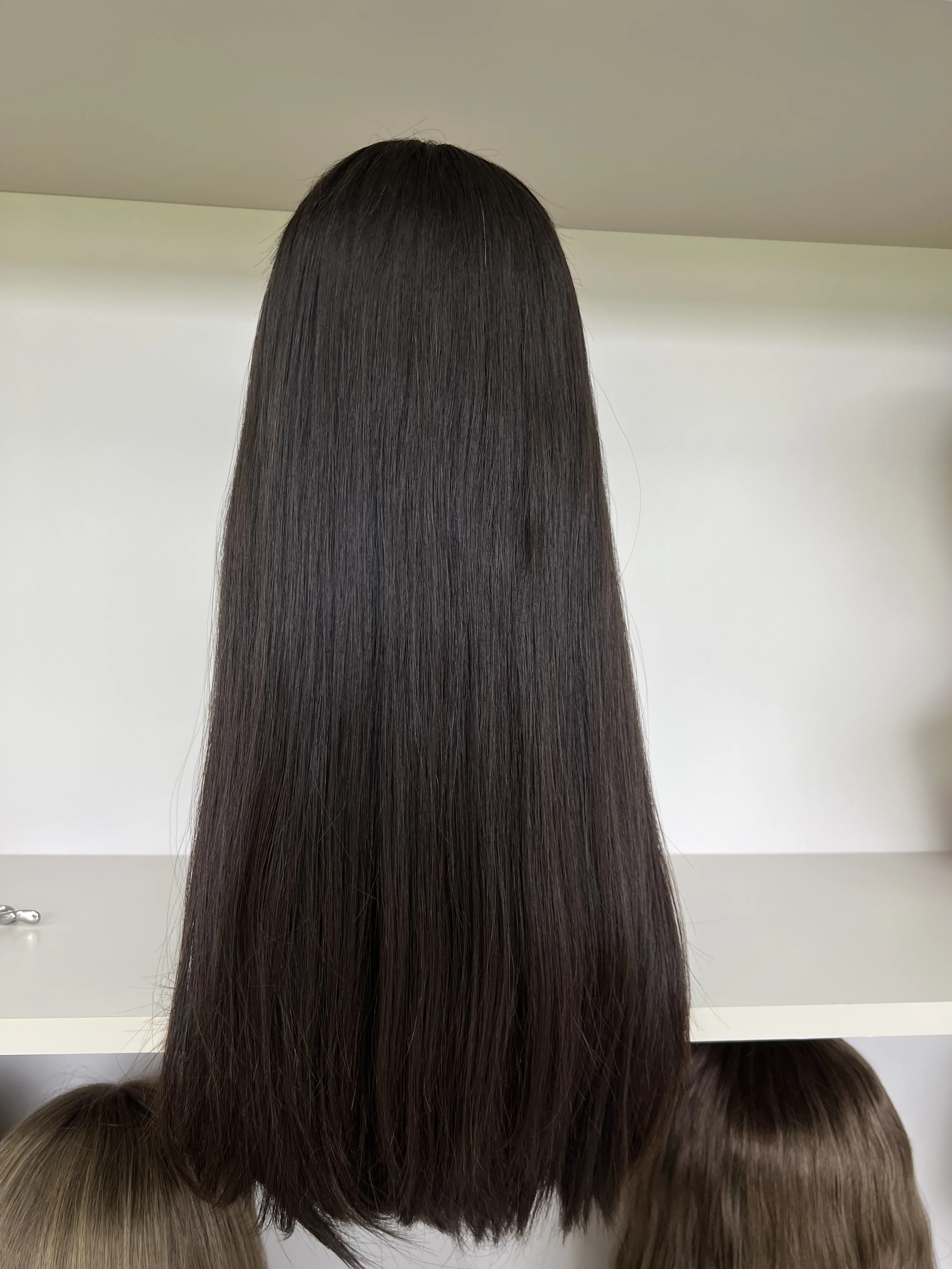 Lace top wig Kosher Wigs European hair Straight black color TsingTaowigs Human Hair Jewish Wig Lace Top For Women