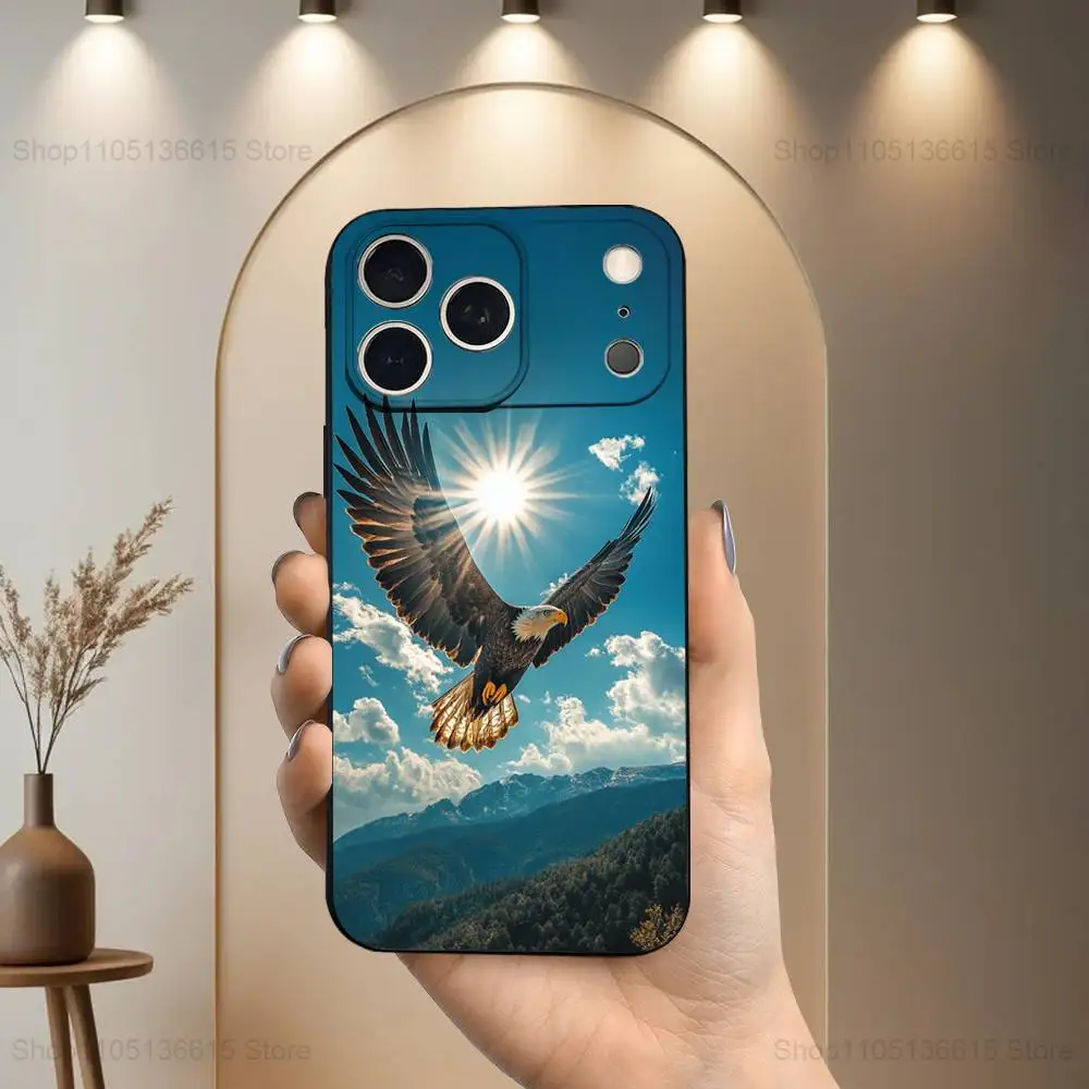 Sleek Black Eagle Design Soft Silicone Phone Case