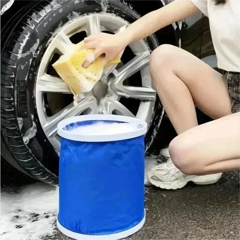 Thickening Portable Folding Bucket Outdoor Camping Car Storage Container Wash Car Mop Fishing Bucket Cleaning Tools