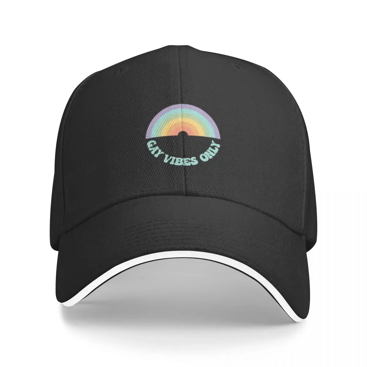 

Vintage Gay Vibes Only Circular Rainbow Baseball Cap Golf Cap Big Size Hat Hats Woman Men's
