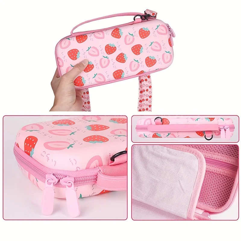 Carrying Case For Nintendo Switch Ns/Switch OLED Model，Hard portable travel case suitable  strawberry themed switch accessories 6