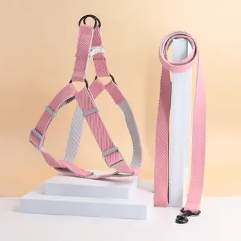 A pet dog double-color harness dog leash