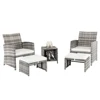 5pcs 2 Chairs 2 Footstools 1 Coffee Table Combination Sofa Gray Gradient 1