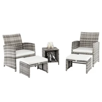 5pcs 2 Chairs 2 Footstools 1 Coffee Table Combination Sofa Gray Gradient 1
