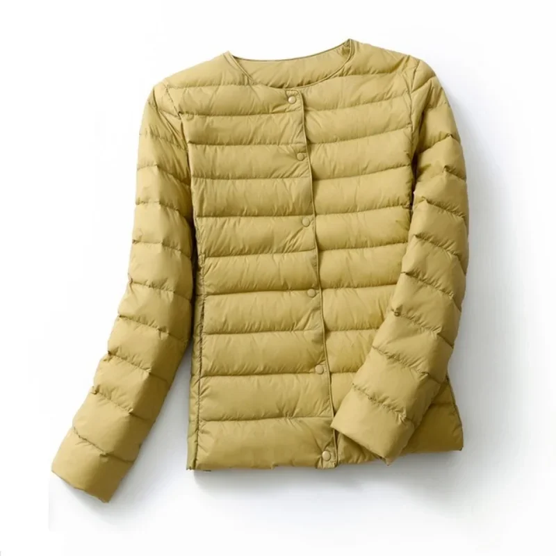2024 New Spring Winter Women Liner Warm Down Jackets Ultralight Collarless Portable Female Padded Parkas O-Neck Puffer Overcoat 2