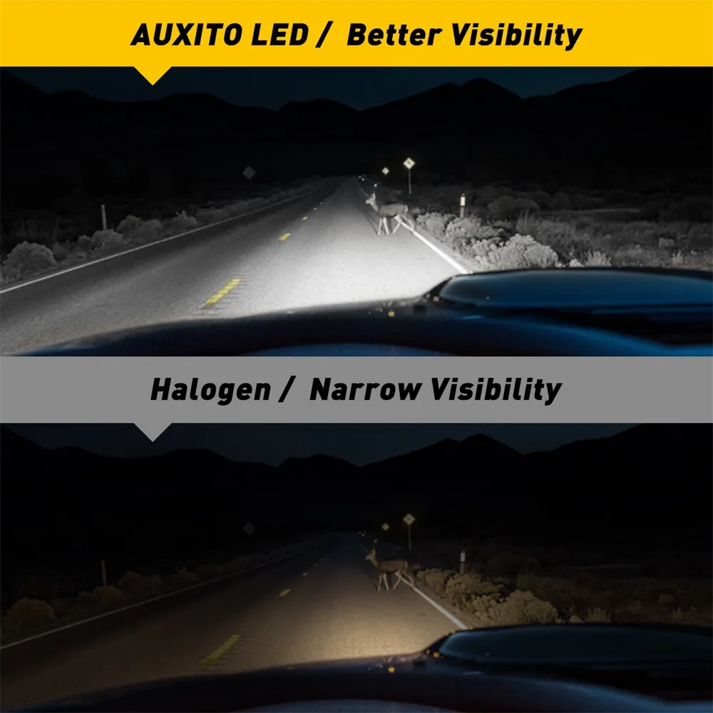 AUXITO 2Pcs CANBUS PSX24W LED Fog Light CSP H11 H8 H9 H16(JP) LED Fog Lamp Bulbs 3000K Yellow Foglamp DRL Car Driving Lamps