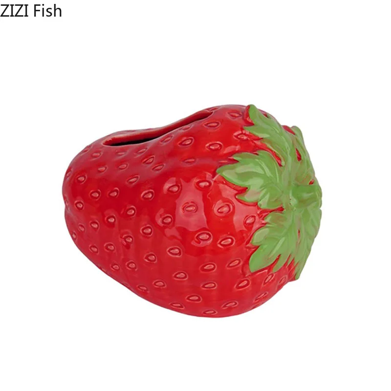 Cute Strawberry Shape Ceramic Tissue Box Coffee Table Desk Decoration Strawberry Tissue Box Bedside Table Paper Towel Case 6