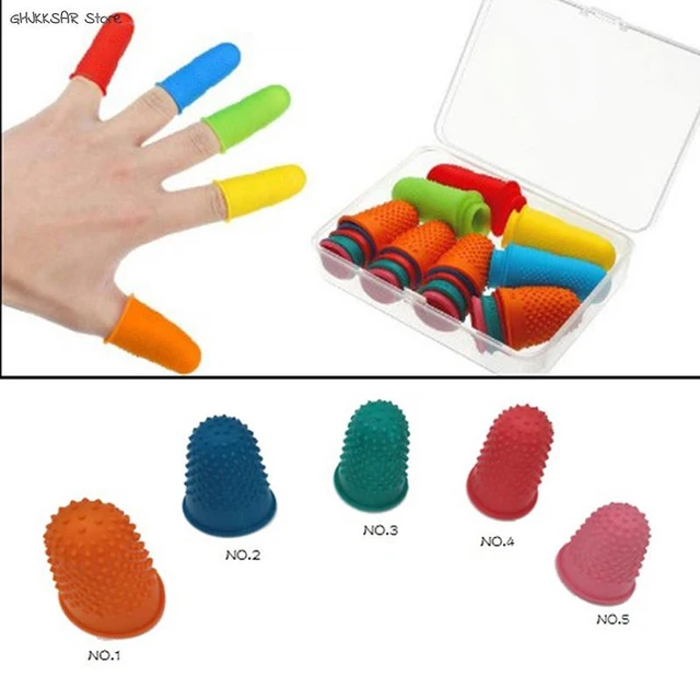 20 Pieces Rubber Finger Tips Guard 5 Sizes Silicone Thimble Finger