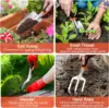 8 Piece Garden Tools Set with Non Slip Ergonomic Handle, Heavy Duty Gardening Kit with Storage Bag for Women and Men, Orange