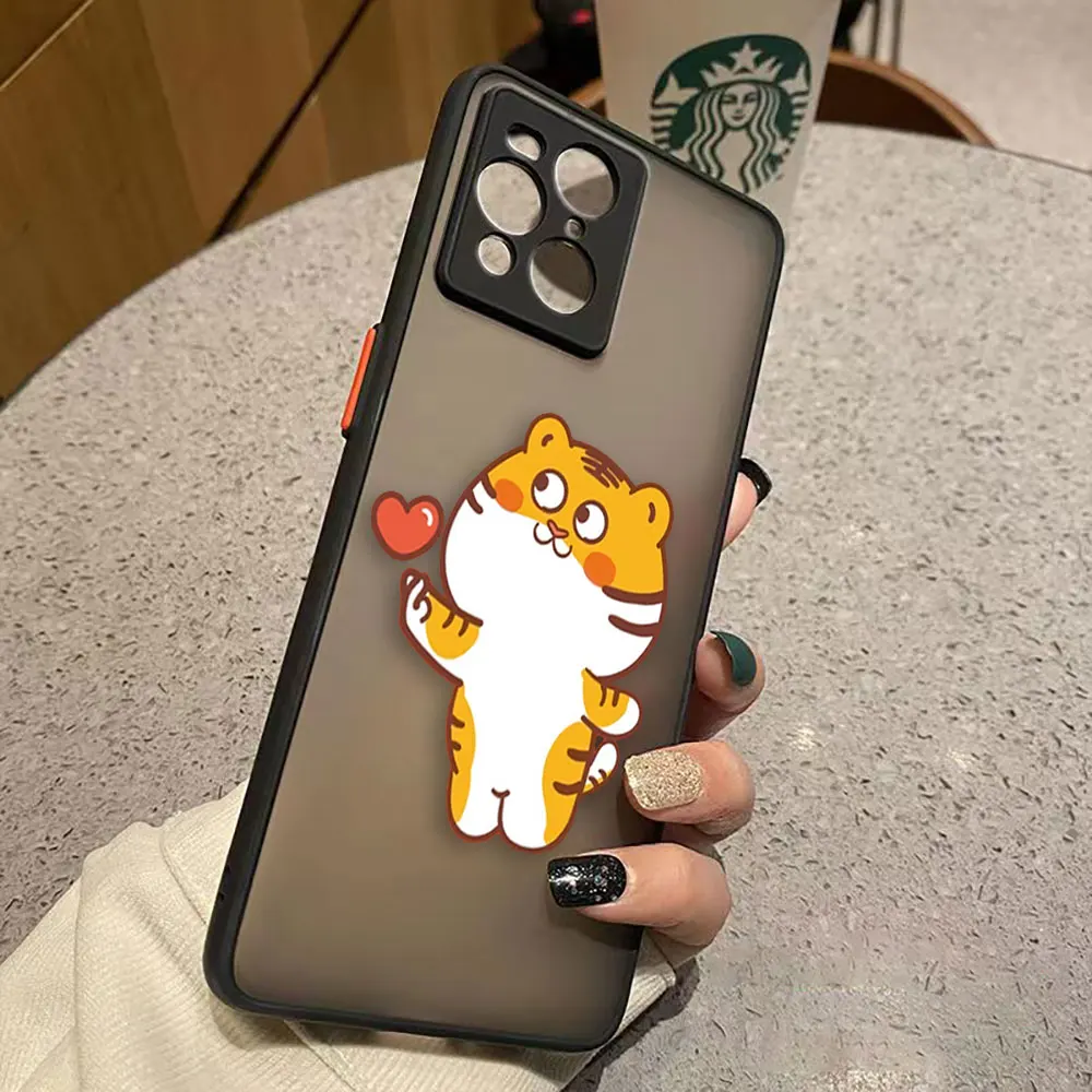 thumbnail image 1 of Funda de teléfono mate para OPPO Realme 10 9 9I 8 8I 7 7I 6 5 FIND X3 X4 PRO 4G 5G Funda Coque Capa Shell lindo pequeño tigre, 1 of 5