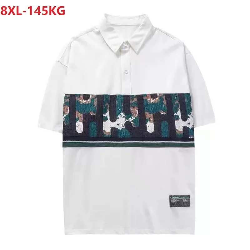 

summer men polo shirt patchwork short sleeve letter camouflage plus size 8XL casual fashion tees korea style tops simple