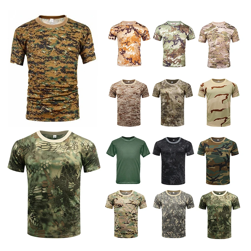 Men Casual Tactical T Shirts Short Sleeve Camouflage T-Shirt Quick Dry Outdoor Gym Top Tees Cargo T Shirt Male Clothing - Image 2