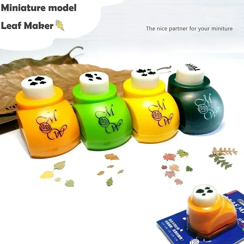 Circle Hole Punch Hole Punching Tools Paper Craft Punch Paper Punch 4 in 1 Model Scene Leaves Punch Leaf Model Puncher Sand Table Accessories Scenario Models Mini Hole Puncher Scrapbooking Tools